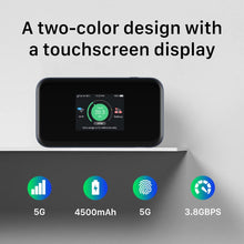 Charger l'image dans la galerie, ZTE MU5001 Noir Hotspot Galet 5G 4G Catégorie 22 WiFi 6 batterie 4500mAh avec charge rapide